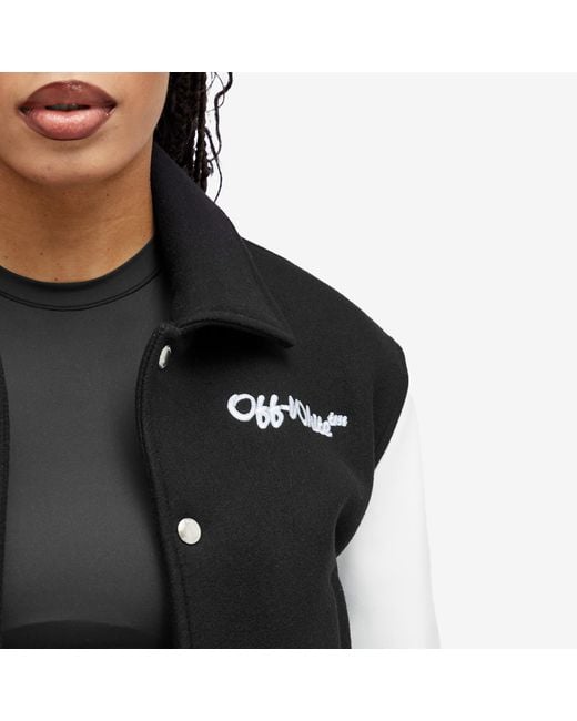 Off-White c/o Virgil Abloh Black Wo Simple Cropped Varsity Jacket