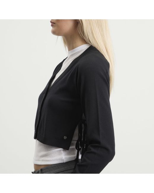 Stel Black Side Tie V Neck Jumper
