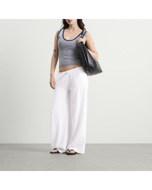 Tala White Soft Linen Drawstring Trousers