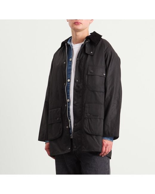 Barbour Black Os Solway Wax Jacket for men