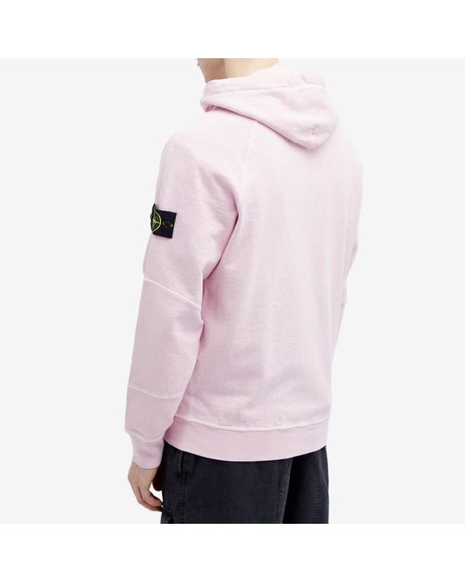 Stone Island Pink Garment Dyed Malfile Zip Hoodie for men