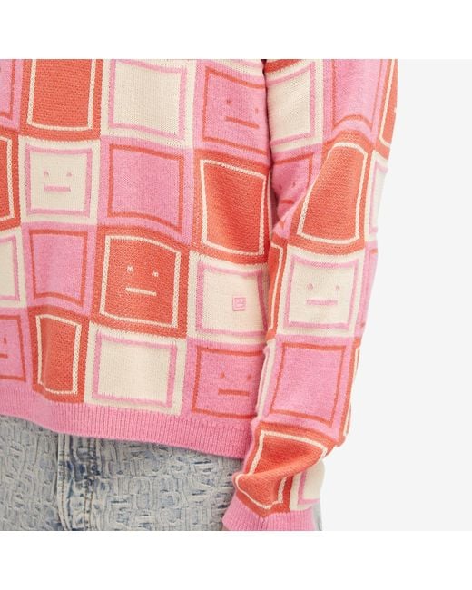 Acne Pink Klock 3 Tones Face Jumper for men