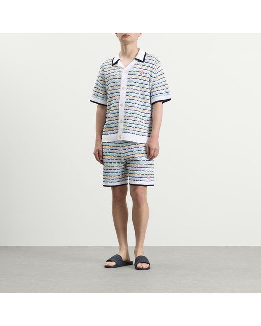 Casablanca Blue Tuck Stitch Short Sleeve Shirt for men