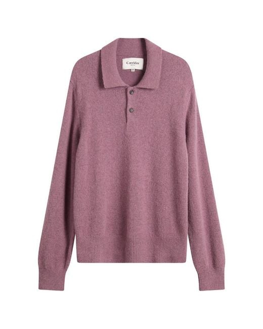 Corridor NYC Purple Brushed Alpaca Polo for men