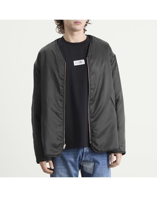 Maison Margiela Black Mm6 Light Padded Collarless Jacket for men
