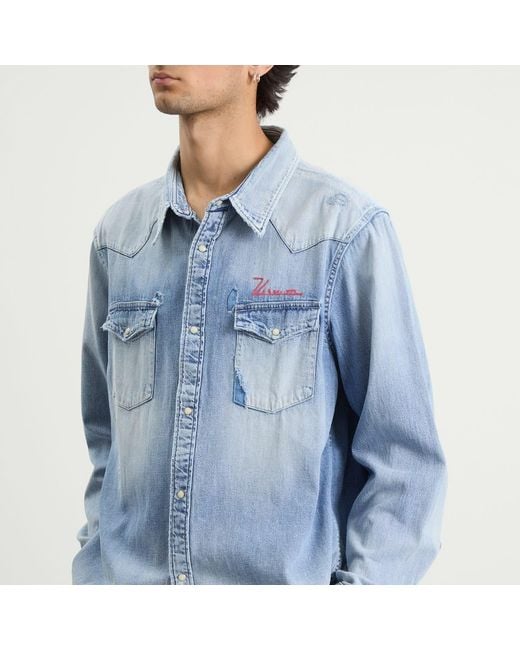 Visvim Blue Social Sculpture Crash Shirt for men