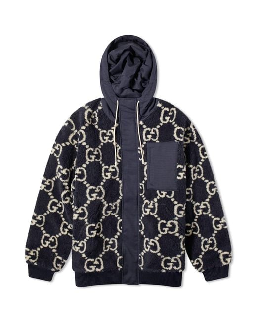 Gucci Blue Jumbo Gg High Pile Fleece Jacket for men