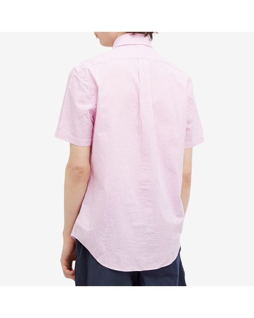 Polo Ralph Lauren Pink Stripe Seersucker Short Sleeve Shirt for men