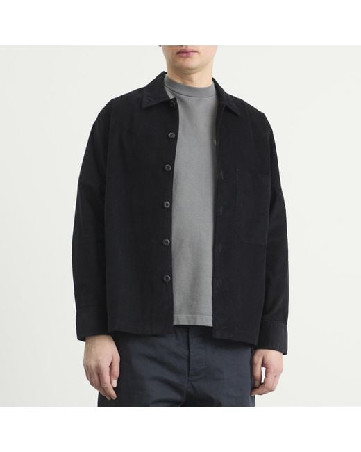 Universal Works Blue Fine Cord Fatigue Overshirt for men