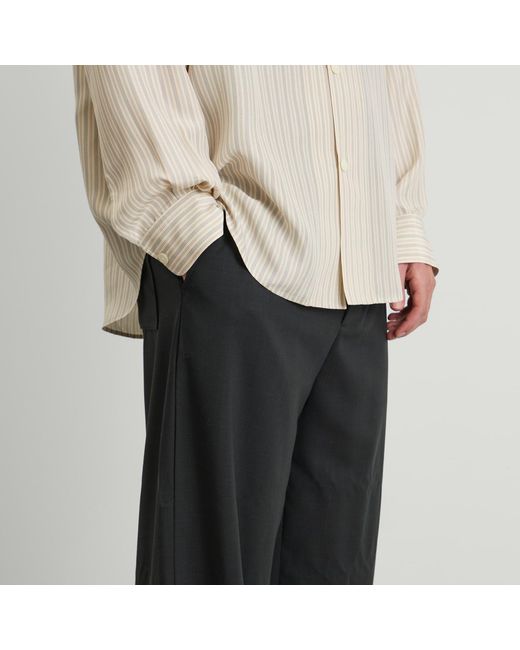 AMI Gray Light Wool Twill Elastic Pants for men