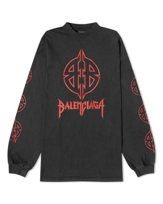 【BALENCIAGA】Tbilisi Long Sleeve T-shirt Large Fit in Black Balenciaga Tbilisi Long Sleeve Large Fit T-Shirt | Saks