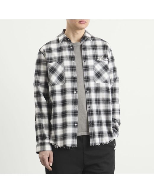 Amiri Gray Bones Flannel Overshirt for men