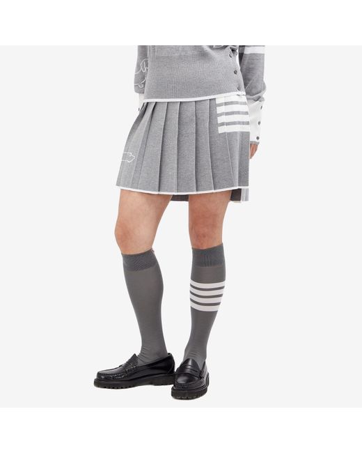 Thom Browne Gray Hector Pleated 4 Bar Mini Skirt