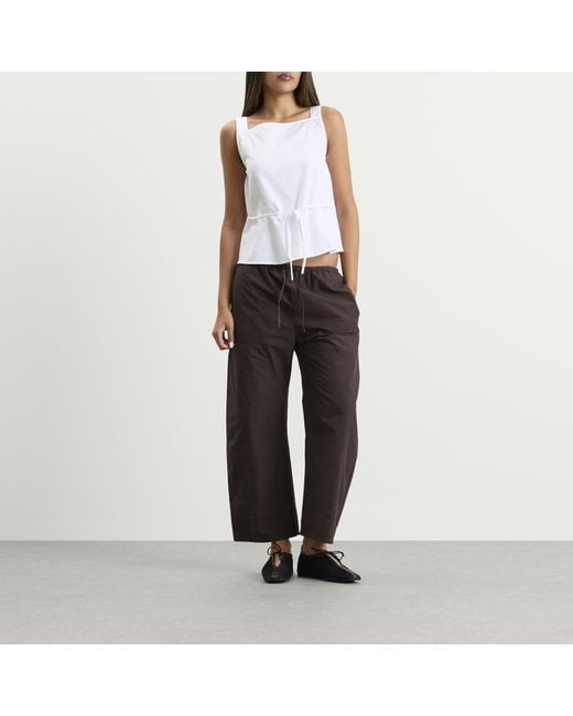 Leset White Yoko Drawstring Tank Top
