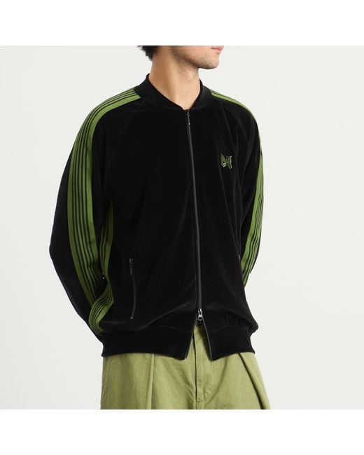 Needles Black Velour Rib Collar Track Jacket for men