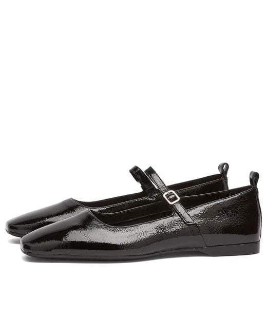 Vagabond Black Delia Square Toe Leather Ballet Shoes