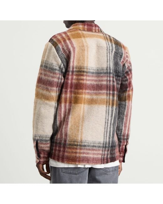Wax London Brown Nolan Wool Blend Check Overshirt for men