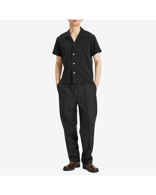 Second/Layer Black Open Collar Shirt for men