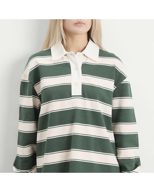 Closed Green Stripe Rugby Top