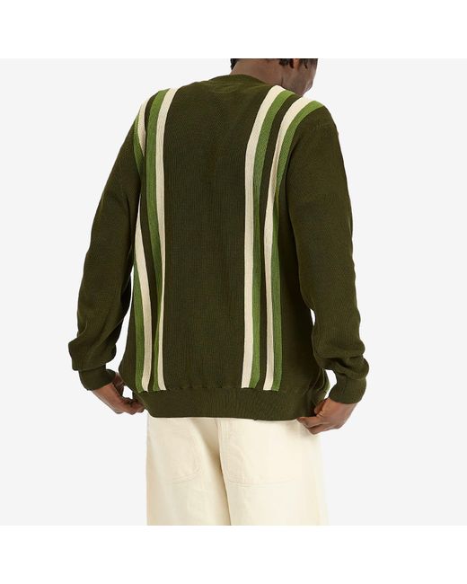 Beams Plus Green Stripe Cardigan for men