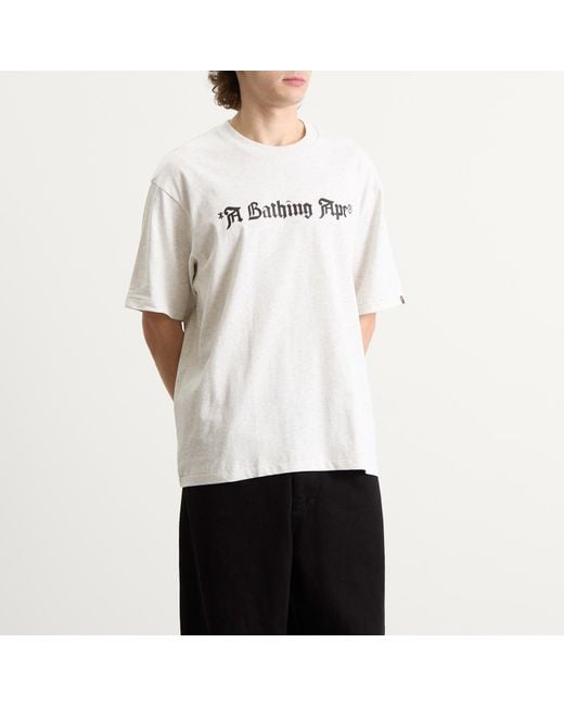 A Bathing Ape White Gothic Logo T-Shirt for men