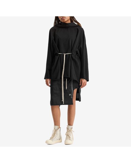 Rick Owens Black Hooded Tunic Top