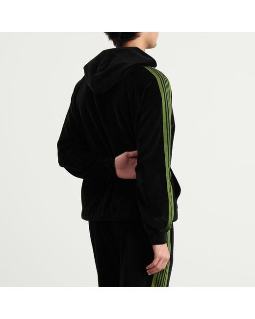 Needles Black Velour Track Hoodie for men