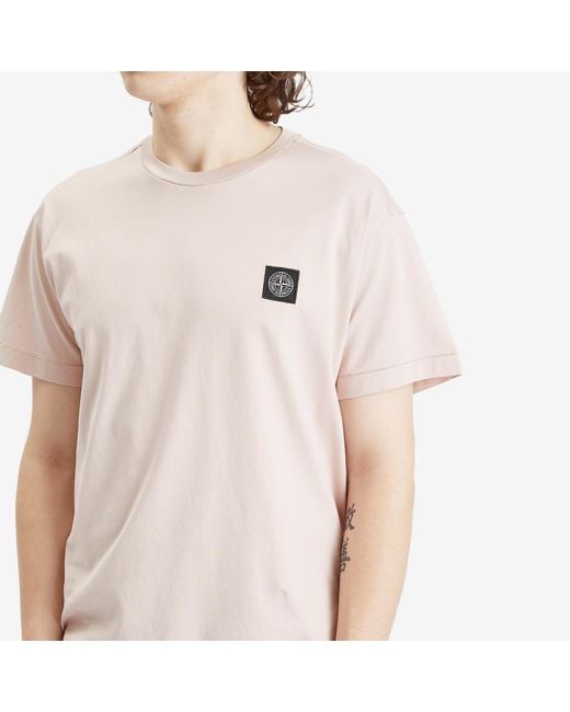 Stone Island Pink Patch Logo T-Shirt for men