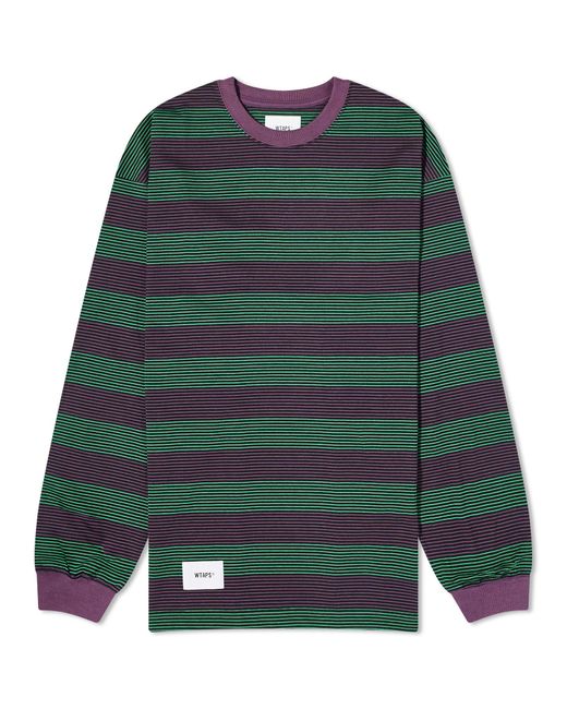 (w)taps Green Long Sleeve 15 Stripe T-Shirt for men