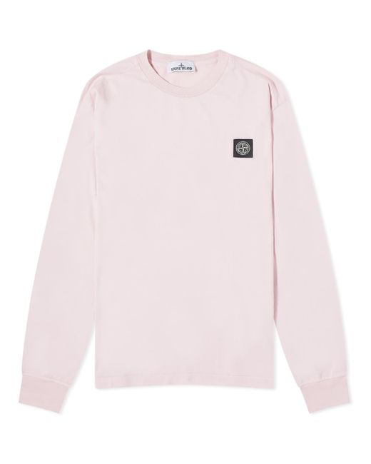 Stone Island Pink Long Sleeve Patch T-Shirt for men
