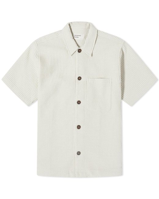 Universal Works White Pike Waffle Short Sleeve Shirt for men