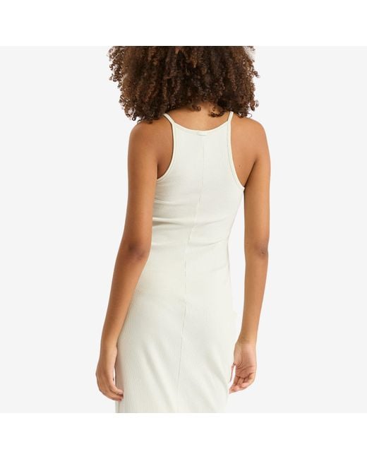 Skims White Cotton Rib Long Tank Dress