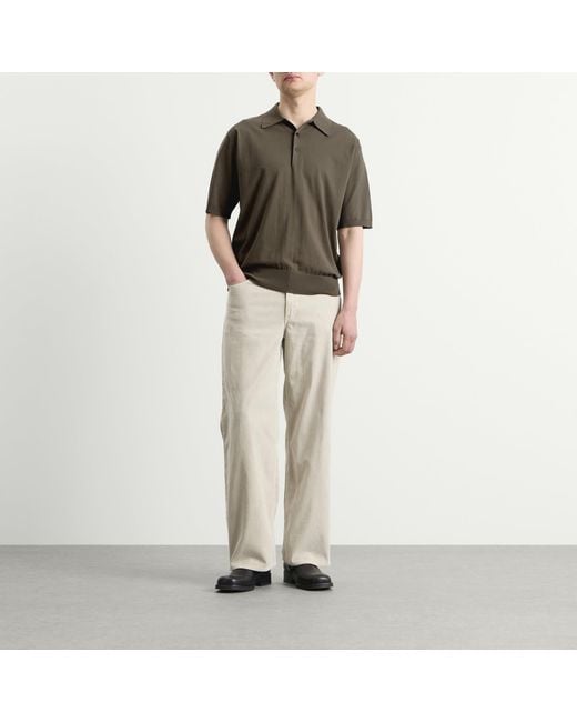 Auralee Brown Knitted Polo for men