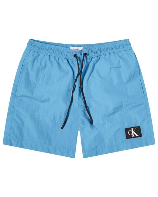 Calvin Klein Blue Monogram Logo Nylon Swim Shorts for men