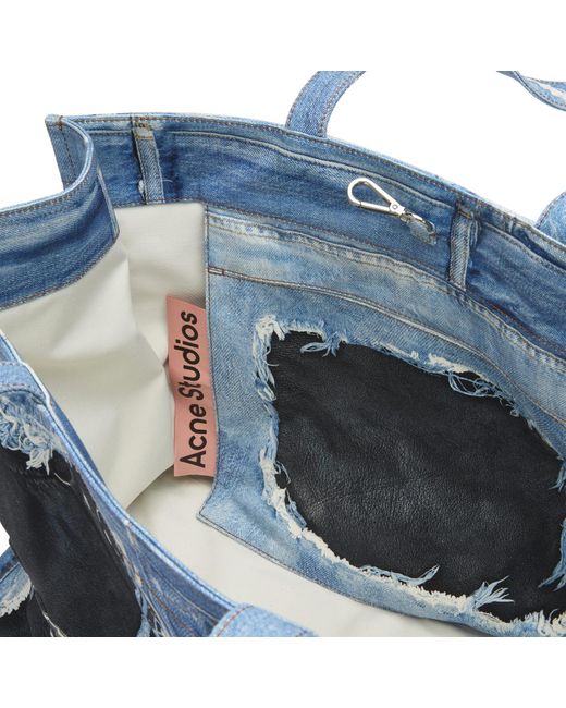 Acne Blue Trompe L'Oeil Print Tote Bag for men