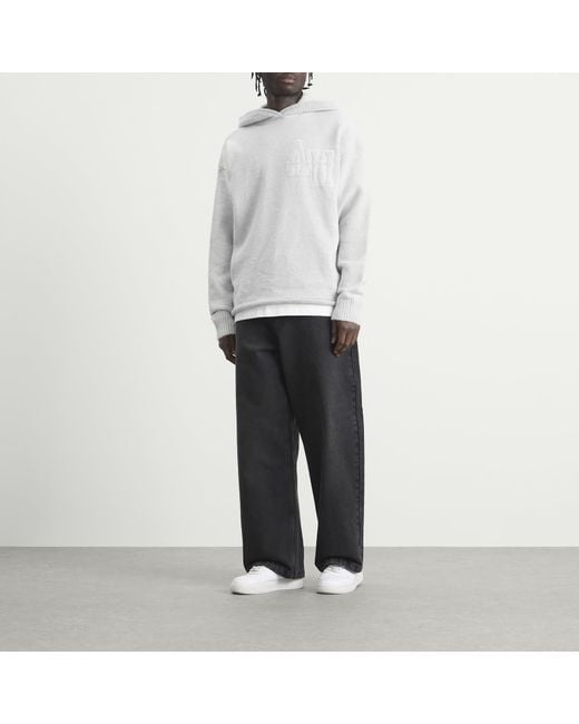 Annie Hood Gray Knit Hoodie for men
