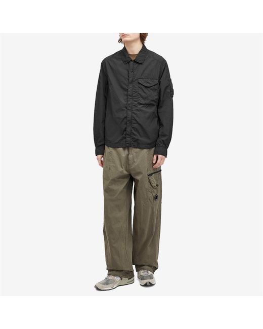 C P Company Black Chrome-R Full Zip Overshirt for men