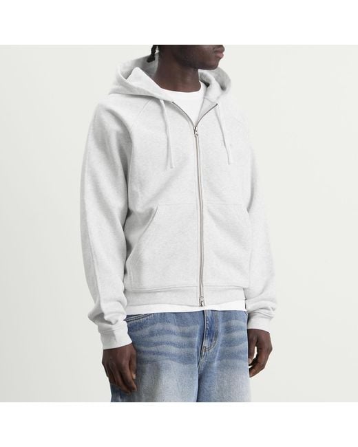 Dime Gray Classic Small Logo Zip Hoodie for men