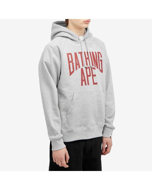 A Bathing Ape Gray Nyc Logo Pullover Hoodie for men