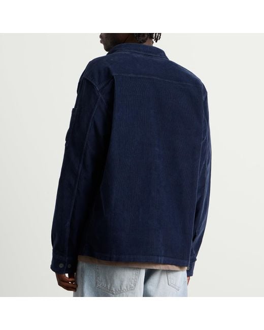 C P Company Blue Corduroy Lens Overshirt for men