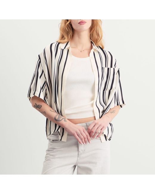 Anine Bing Black Coco Short Sleeve Stripe Shirt