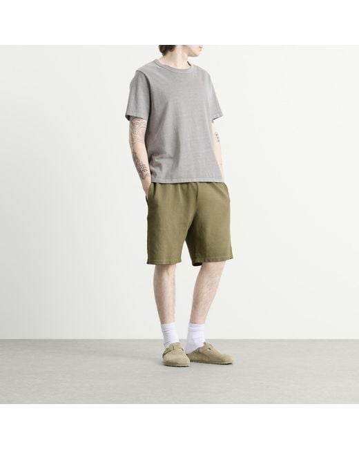 Les Tien Green Pique Cotton Rider Short for men