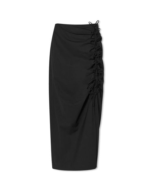 Ganni Black Drapey Melange Midi Skirt