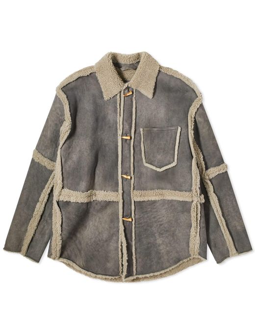 Acne Gray Larrie Shearling Shirt Jacket for men