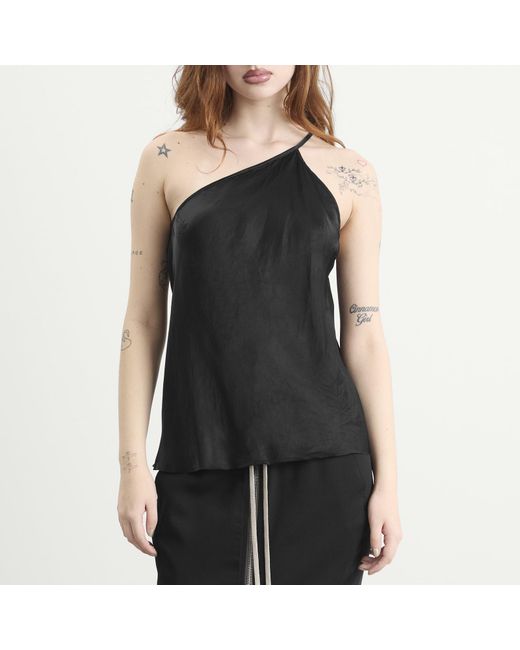 Rick Owens Black One Shoulder Slip Top