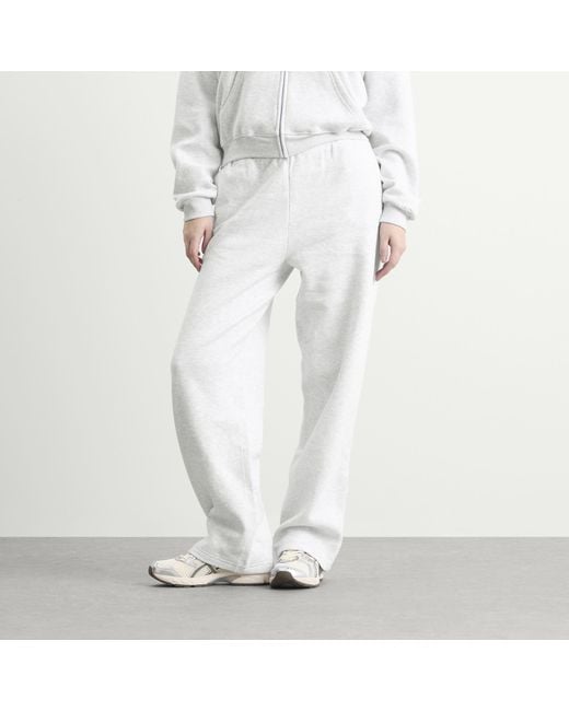 Skims White Cotton Fleece Classic Straight Leg Pant