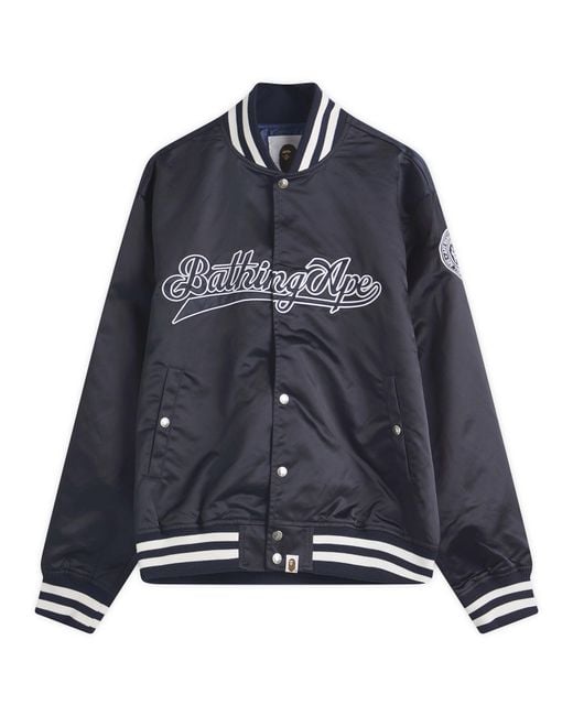 A Bathing Ape Blue Baseball Varsity Jacket for men