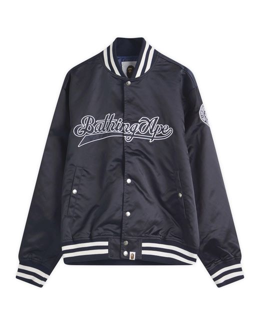 A Bathing Ape Blue Baseball Varsity Jacket for men