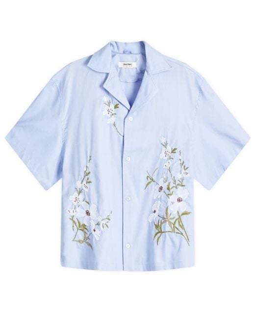 About Blank Blue Floral Cropped Vacation Shirt for men