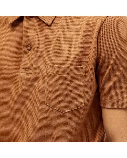 Sunspel Brown Riviera Polo Shirt for men